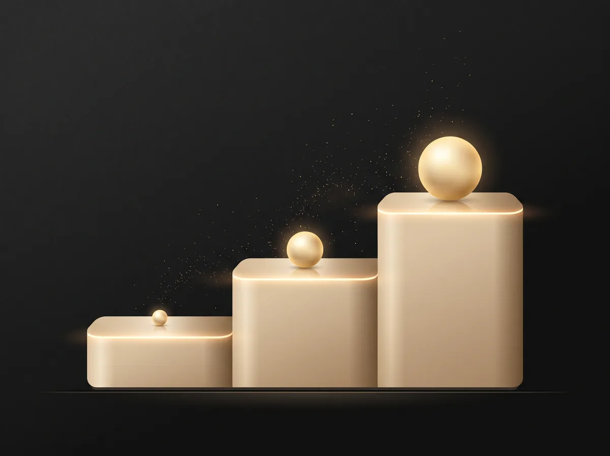 Three ascending golden steps symbolising the three SEO price tiers